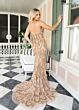 Rachel Allan 70931 Brush Train Embellished Dress
