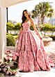 Rachel Allan 70939 Tiered Skirt Floral Jacquard Dress