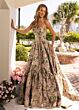 Rachel Allan 70939 Tiered Skirt Floral Jacquard Dress