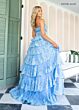 Rachel Allan 70944 Tiered Ruffle Skirt Embellished High-Low Dress