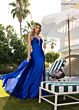 Rachel Allan 70945 Panel Train Halter Strap Dress
