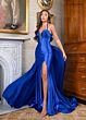 Rachel Allan 70945 Panel Train Halter Strap Dress