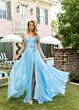 Rachel Allan 70951 Ruched Bodice High Slit Dress