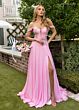 Rachel Allan 70951 Ruched Bodice High Slit Dress