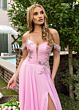Rachel Allan 70951 Ruched Bodice High Slit Dress