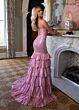 Rachel Allan 70959 Tiered Ruffle Skirt Spaghetti Strap Dress
