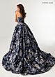 Rachel Allan 70975 High Slit Floral Jacquard Dress