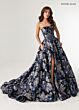 Rachel Allan 70975 High Slit Floral Jacquard Dress