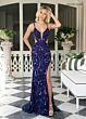Rachel Allan 70977 High Slit Cutout Side Embellished Dress