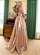 Rachel Allan 70991 Beaded Off The Shoulder Metallic Dress