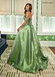 Rachel Allan 70991 Beaded Off The Shoulder Metallic Dress