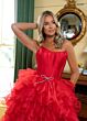 Rachel Allan 71018 Tiered Skirt Corset Bodice High Slit Dress