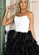 Rachel Allan 71018 Tiered Skirt Corset Bodice High Slit Dress