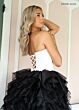 Rachel Allan 71018 Tiered Skirt Corset Bodice High Slit Dress