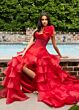 Rachel Allan 71049 Tiered Ruffle Skirt High Slit Dress