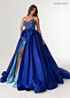 Rachel Allan 71068 High Slit Layered Skirt Sweetheart Neck Dress