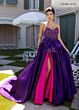 Rachel Allan 71068 High Slit Layered Skirt Sweetheart Neck Dress