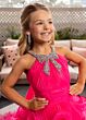 Rachel Allan 10280 Layered Ruffle Skirt Halter Neck Dress