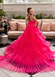 Rachel Allan 10280 Layered Ruffle Skirt Halter Neck Dress