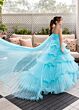 Rachel Allan 10280 Layered Ruffle Skirt Halter Neck Dress