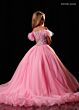Rachel Allan 10344 Cold-Shoulder Feather Sleeve Beaded Dress