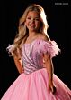 Rachel Allan 10344 Cold-Shoulder Feather Sleeve Beaded Dress
