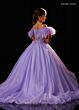 Rachel Allan 10344 Cold-Shoulder Feather Sleeve Beaded Dress