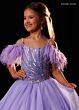Rachel Allan 10344 Cold-Shoulder Feather Sleeve Beaded Dress