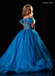 Rachel Allan 10344 Cold-Shoulder Feather Sleeve Beaded Dress