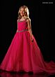 Rachel Allan 10349 Pleated Bodice Beaded Strap Dress