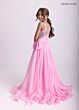 Rachel Allan 10311 Asymmetric Neck Chiffon Overskirt Romper