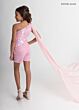 Rachel Allan 10325 Shoulder Streamer Asymmetric Neck Romper