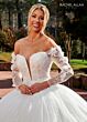 Rachel Allan RB6129 Illusion Sleeve Plunging Neck Bridal Dress