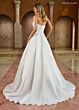 Rachel Allan RB2188 Pleated Skirt Notched Neck Wedding Gown