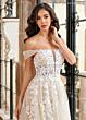 Rachel Allan RB4185 Plunging Neck Lace Applique Wedding Dress