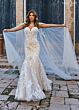 Rachel Allan RB4190 Corset Bodice Sheer Cape Bridal Dress