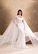 Rachel Allan RB4253 Sheer Cape Square Neck Bridal Dress
