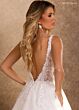 Rachel Allan RB4257 Plunging V-Neck Sheer Side Bridal Dress