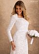 Rachel Allan RB7031 Lace Square Neck Long Sleeve Bridal Gown