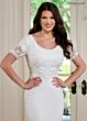Rachel Allan RB5041 Sheer Sleeve Scalloped Hem Wedding Dress