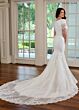 Rachel Allan RB5041 Sheer Sleeve Scalloped Hem Wedding Dress