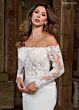 Rachel Allan RB3218 Sheer Train Illusion Off-The-Shoulder Wedding Gown