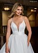 Rachel Allan RB3219 Plunging Neck Sheer Sleeve A-Line Wedding Gown