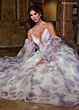 Rachel Allan RB3219 Plunging Neck Sheer Sleeve A-Line Wedding Gown