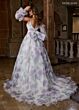 Rachel Allan RB3219 Plunging Neck Sheer Sleeve A-Line Wedding Gown