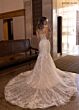 Rachel Allan RB5088 Plunging Neck Lace Train Mermaid Wedding Gown