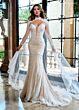 Rachel Allan RB5093 Plunging Neck Beaded Mermaid Wedding Gown