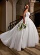 Rachel Allan RB6167 Floral Applique Neck Corset Bodice Wedding Dress