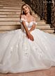 Rachel Allan RB6170 Applique Strap Ruched Bodice Wedding Dress