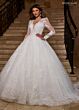 Rachel Allan RB6172 Sheer Sleeve V-Neck Wedding Gown